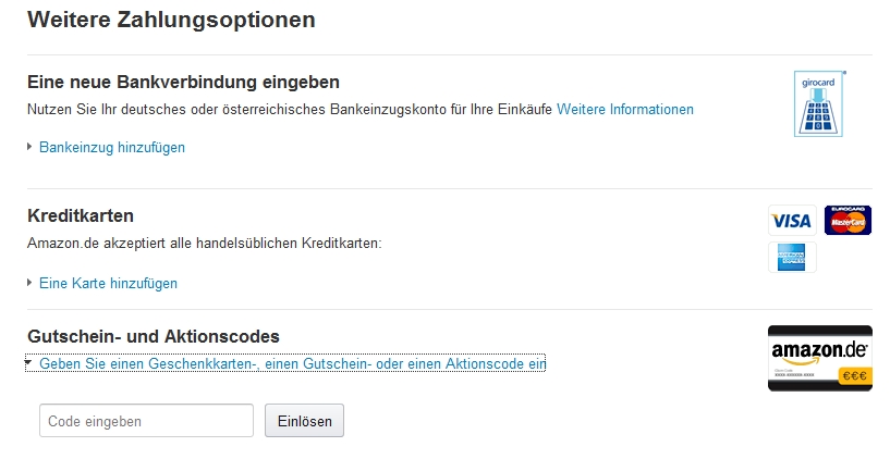Amazon Gutschein einloesen