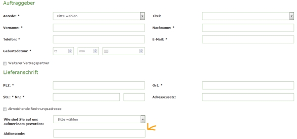 Naturstrom Aktionscode einloesen