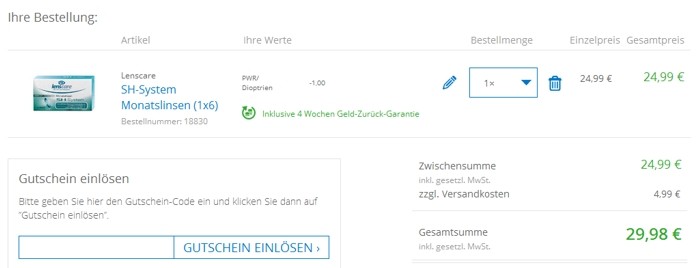 Lensbest Gutschein einlösen