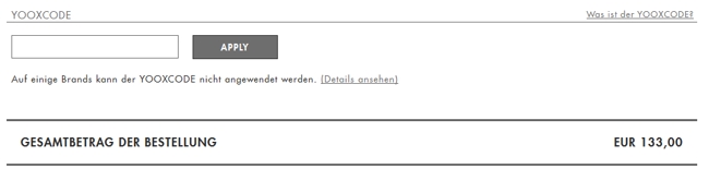 YOOX Gutschein einlösen
