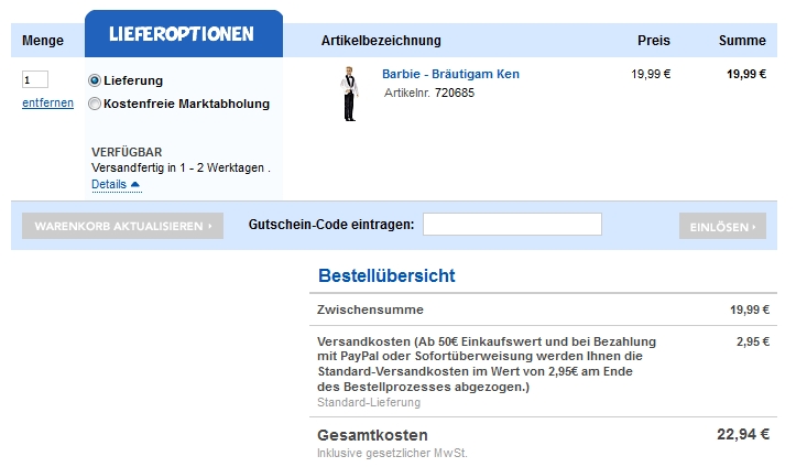 Toys'R'us Warenkorb